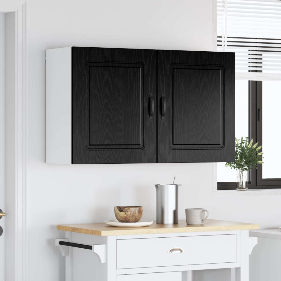 vidaXL Keukenkast met opslag Kalmar 2 pcs Zwart Eiken 50 x 31 x 60 cm afbeelding 1