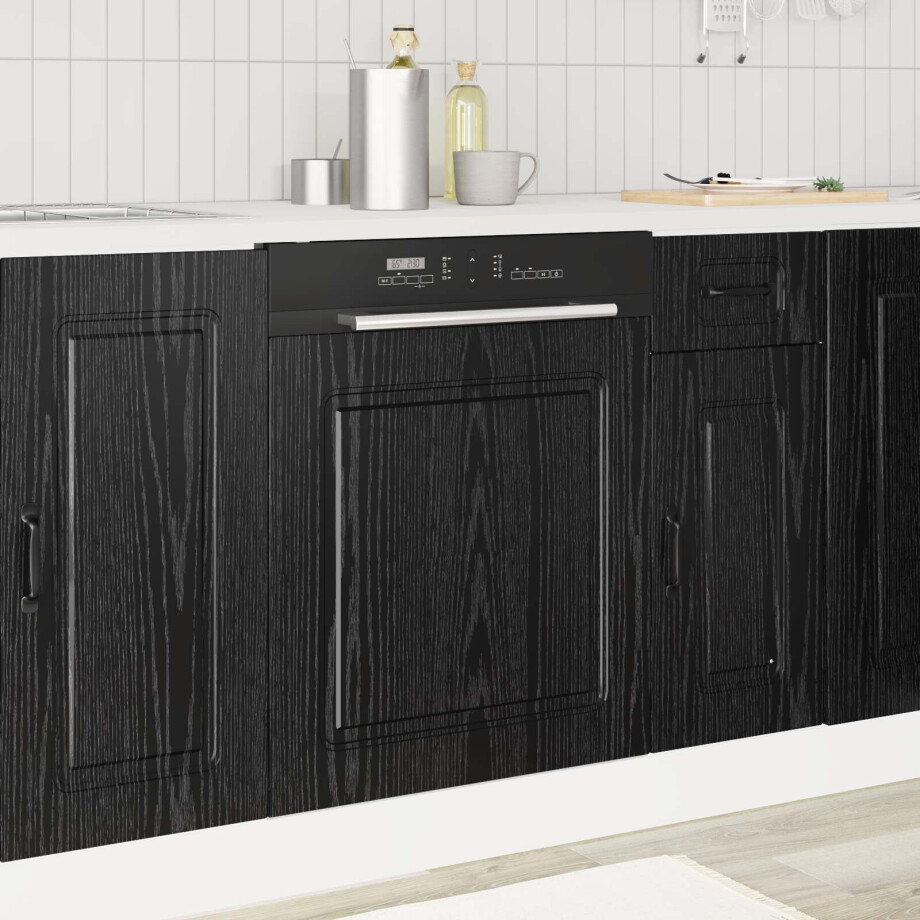 vidaXL Keukenkast Kalmar Zwart Eiken 60 x 1,5 x 67 cm Bewerkt hout afbeelding 1