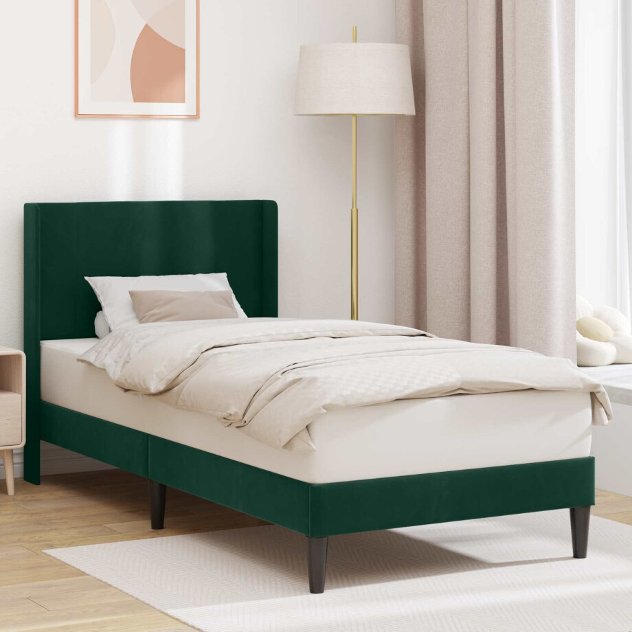 vidaXL Bedframe met hoofdeinde Donkergroen 80 x 200 cm Fluweel vidaXL Bedframe met hoofdeinde Donkergroen 80 x 200 cm Fluweel afbeelding 1
