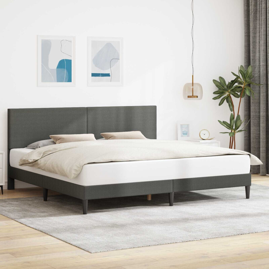 vidaXL Bedframe met hoofdeinde Donkergrijs 180 x 200 cm Katoen Stof vidaXL Bedframe met hoofdeinde Donkergrijs 180 x 200 cm Katoen Stof afbeelding 1