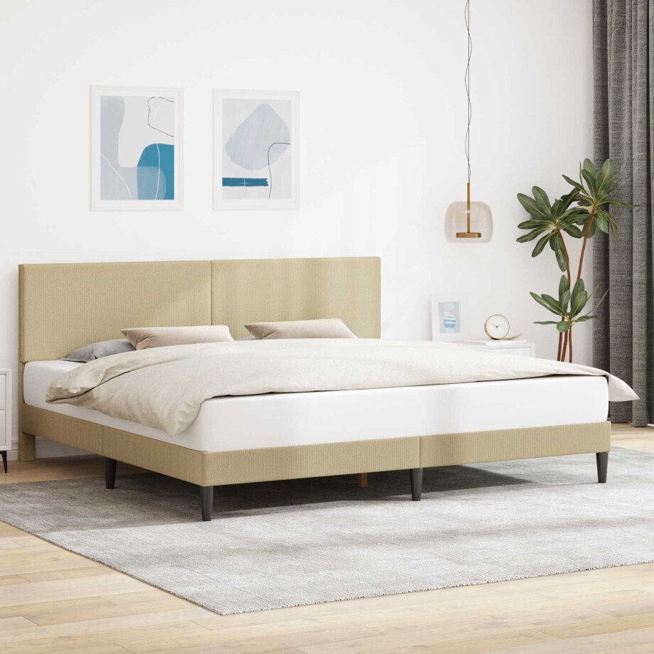 vidaXL Bedframe Lichtgroen Grijs 180 x 200 cm Katoen Stof vidaXL Bedframe Lichtgroen Grijs 180 x 200 cm Katoen Stof afbeelding 1