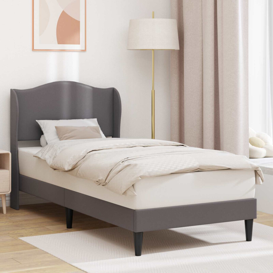 vidaXL Bedframe met hoofdeinde Grijs 80 x 200 cm Kunstleer vidaXL Bedframe met hoofdeinde Grijs 80 x 200 cm Kunstleer afbeelding 1