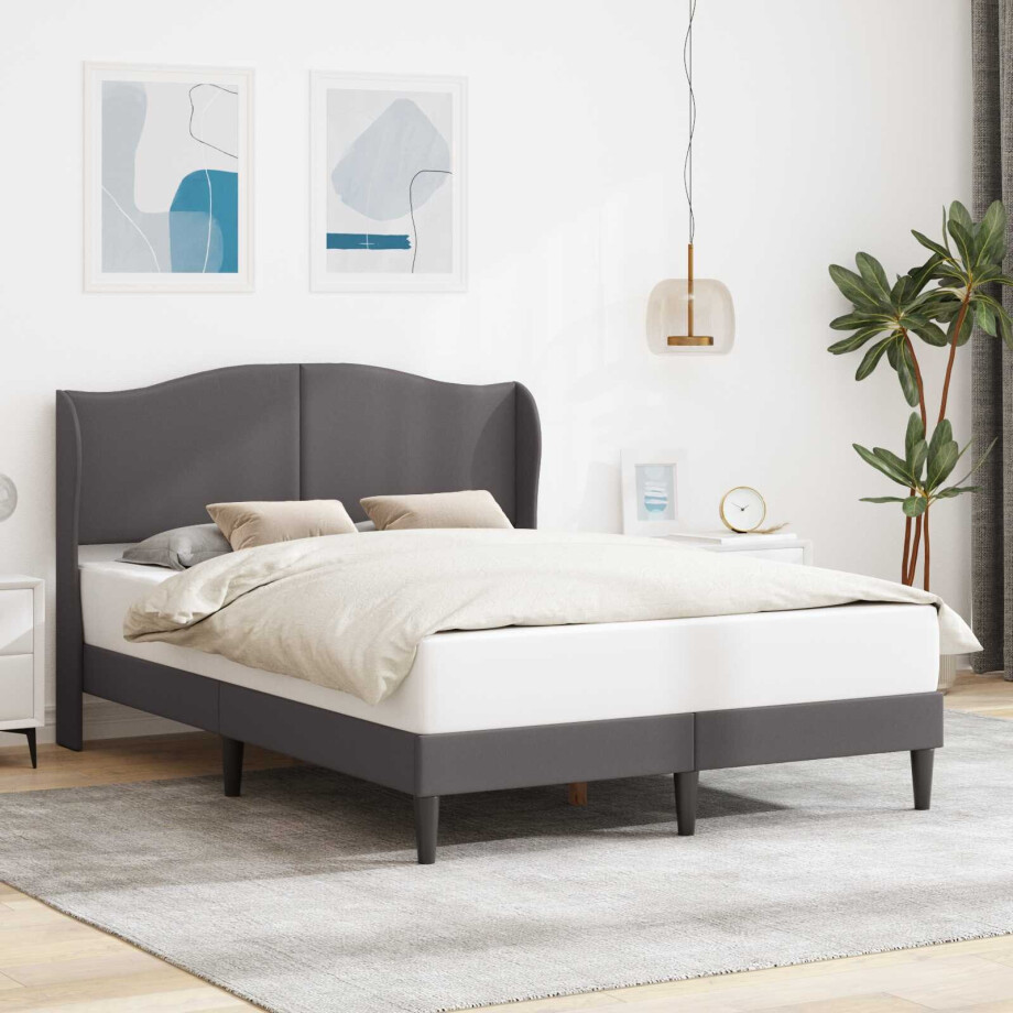 vidaXL Bedframe met hoofdeinde Grijs 120 x 190 cm Kunstleer vidaXL Bedframe met hoofdeinde Grijs 120 x 190 cm Kunstleer afbeelding 1