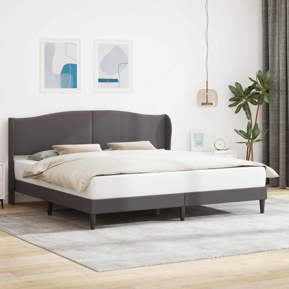 vidaXL Bedframe met hoofdeinde Grijs 180 x 200 cm Kunstleer vidaXL Bedframe met hoofdeinde Grijs 180 x 200 cm Kunstleer afbeelding 1
