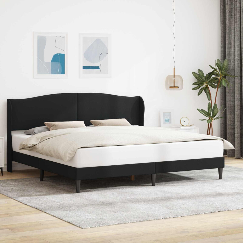 vidaXL Bedframe met hoofdeinde Zwart 200 x 200 cm Kunstleer afbeelding 1