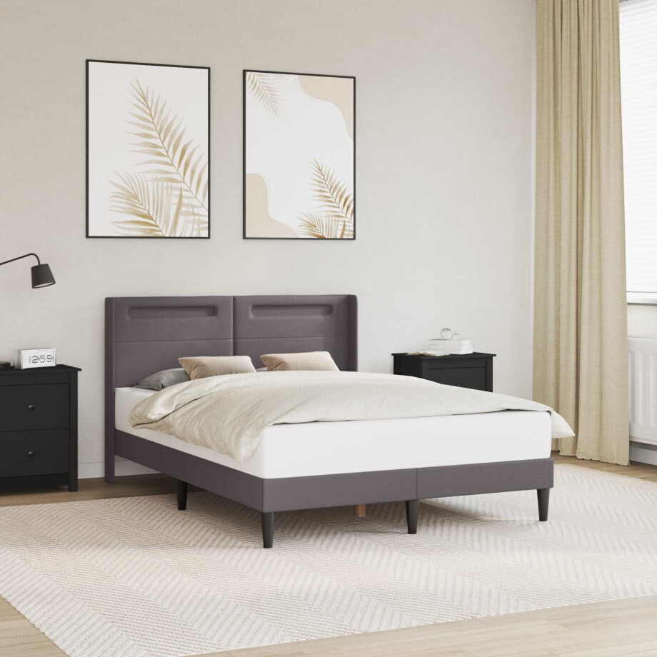 vidaXL Bedframe met LED-stripverlichting Grijs 120 x 190 cm Kunstleer vidaXL Bedframe met LED-stripverlichting Grijs 120 x 190 cm Kunstleer afbeelding 1