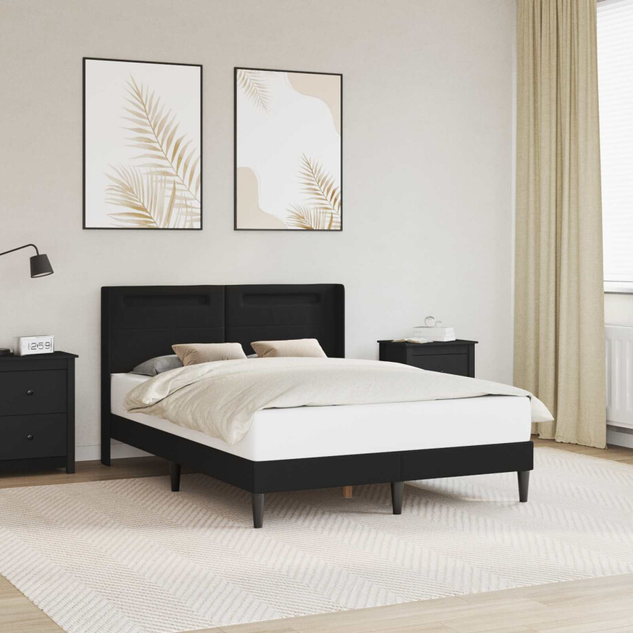 vidaXL Bedframe met LED-stripverlichting Zwart 120 x 190 cm Kunstleer vidaXL Bedframe met LED-stripverlichting Zwart 120 x 190 cm Kunstleer afbeelding 1