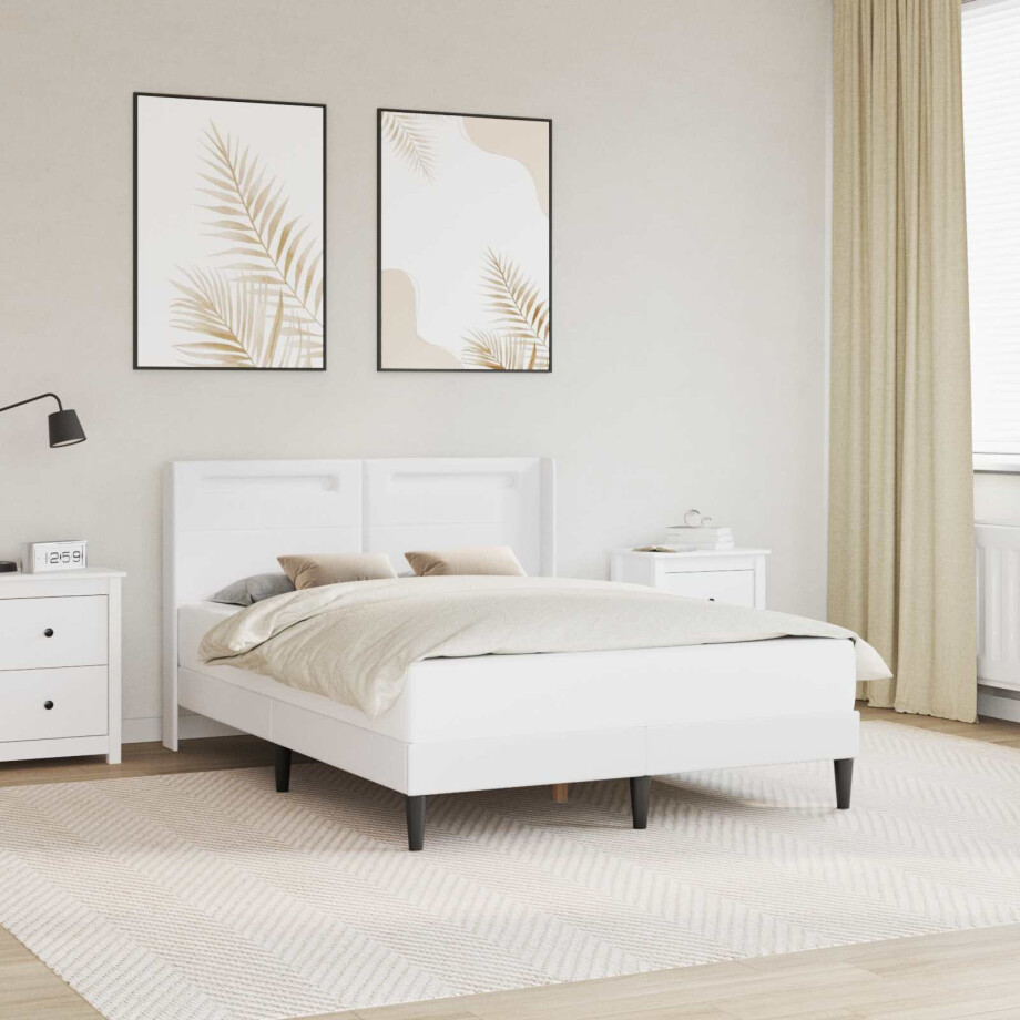 vidaXL Bedframe met LED-stripverlichting Wit 120 x 190 cm Kunstleer vidaXL Bedframe met LED-stripverlichting Wit 120 x 190 cm Kunstleer afbeelding 1