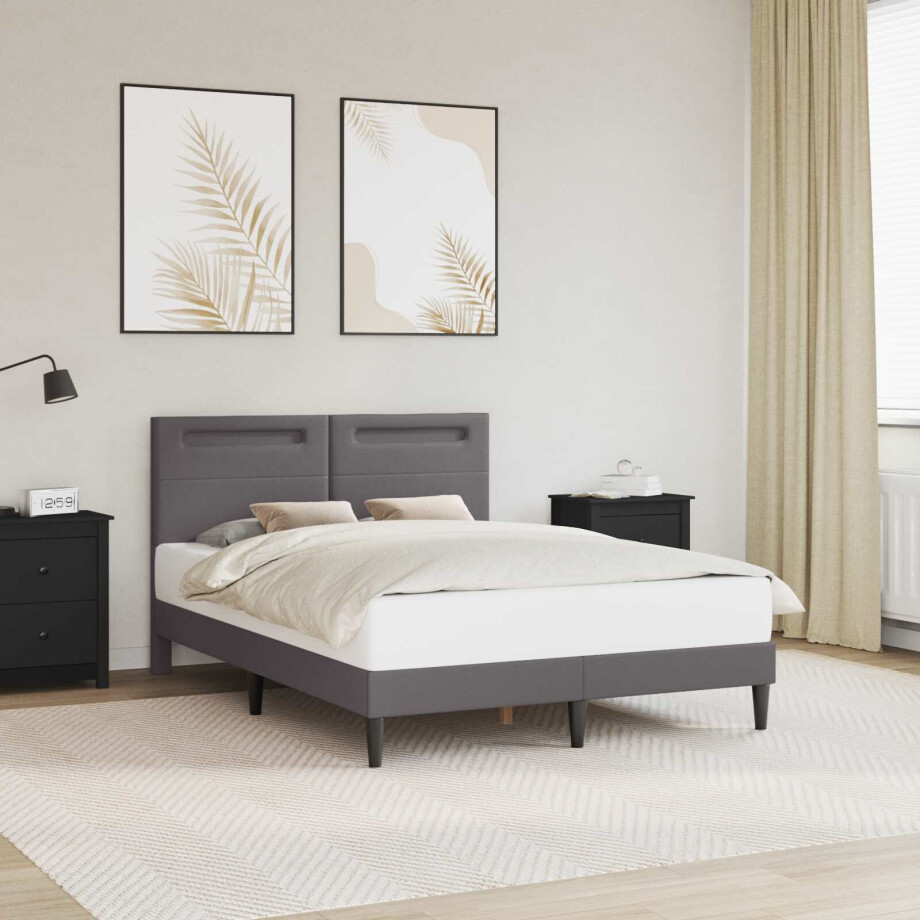 vidaXL Bedframe met LED-stripverlichting Grijs 140 x 190 cm Kunstleer vidaXL Bedframe met LED-stripverlichting Grijs 140 x 190 cm Kunstleer afbeelding 1