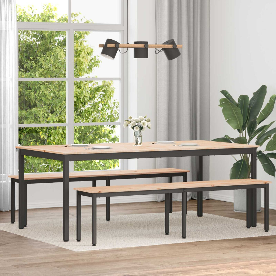 vidaXL Eettafel Naturel 200 x 100 x 75 cm Massief grenenhout afbeelding 1