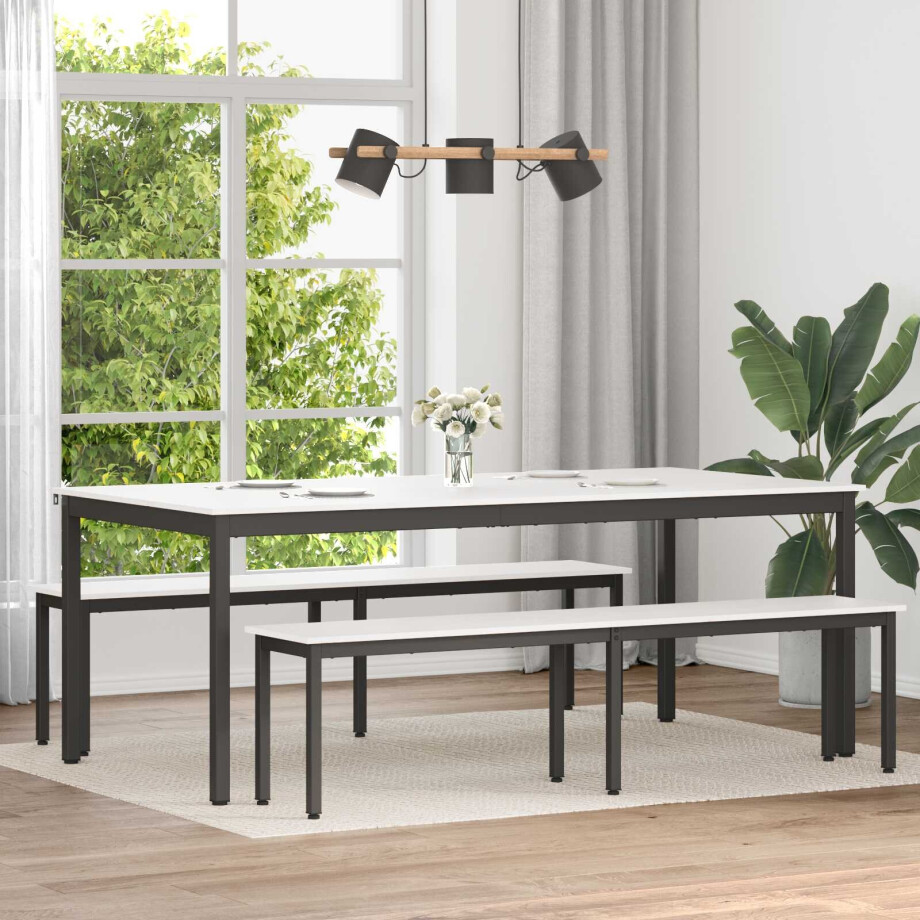 vidaXL Eettafel Wit 200 x 100 x 75 cm Massief grenenhout afbeelding 1