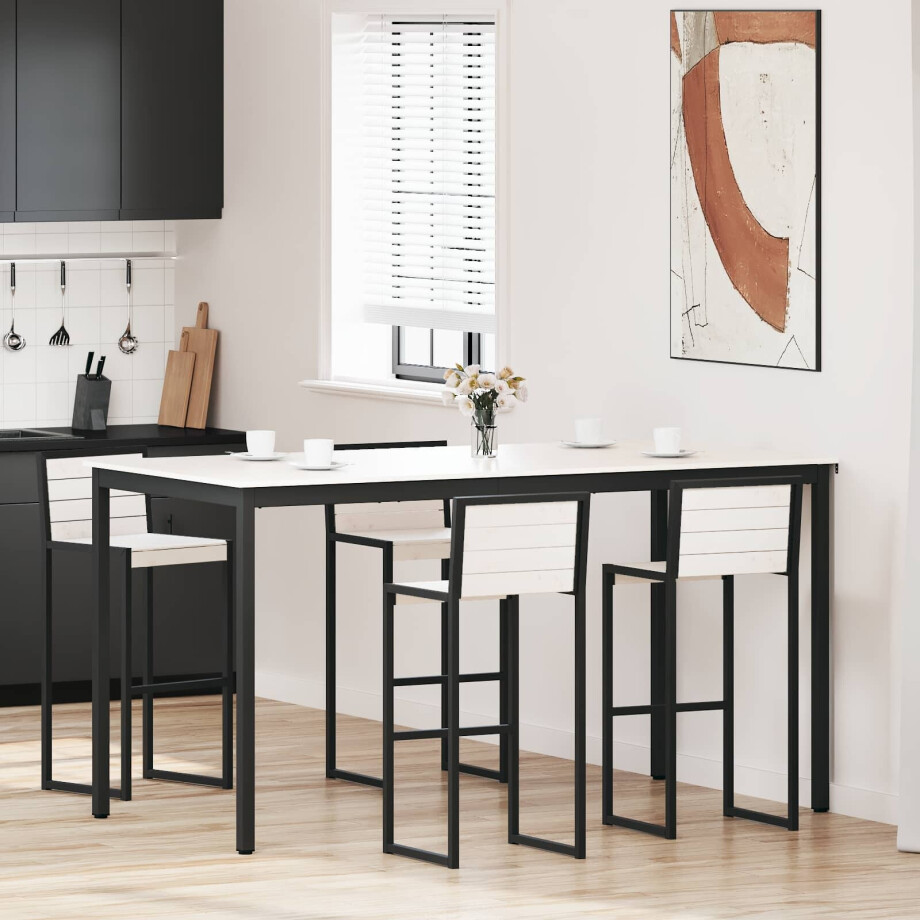 vidaXL Bartafel Wit 200 x 100 x 105 cm Massief grenenhout afbeelding 1