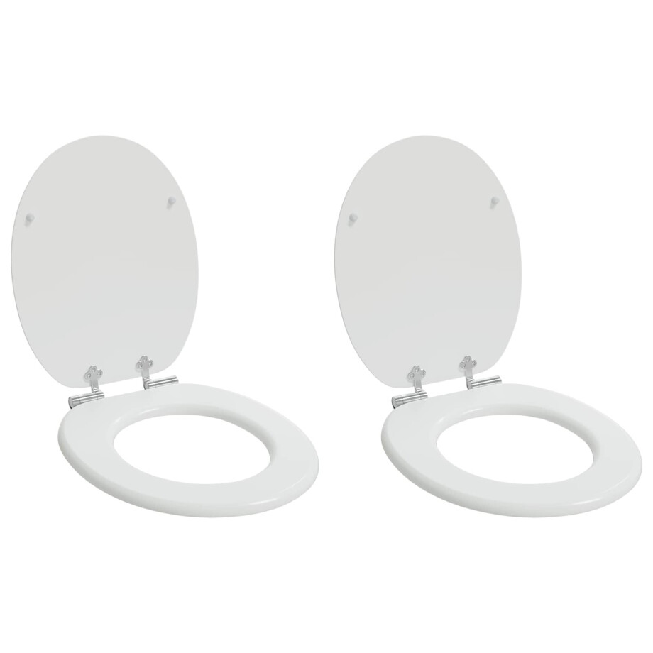 vidaXL Zachte sluit toiletbril 2 pcs Wit 44 x 38 cm MDF-plaat afbeelding 1