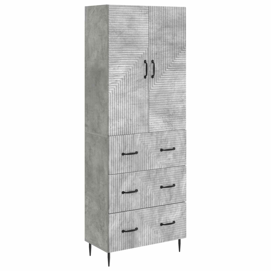 vidaXL Kastenset 2 pcs Betongrijs 66 x 34,5 x 90 cm Bewerkt hout afbeelding 1