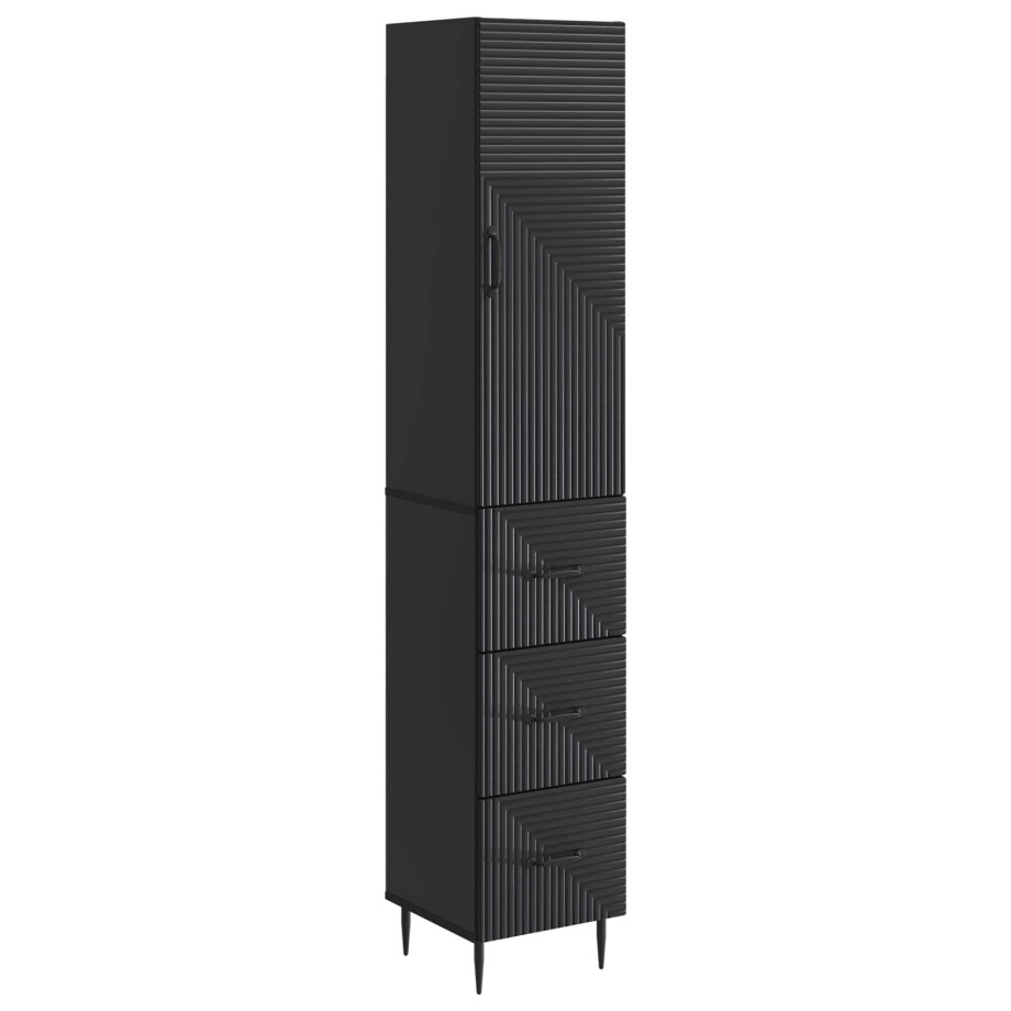 vidaXL Kastenset 2 pcs Zwart 33 x 34,5 x 90 cm Bewerkt hout afbeelding 1
