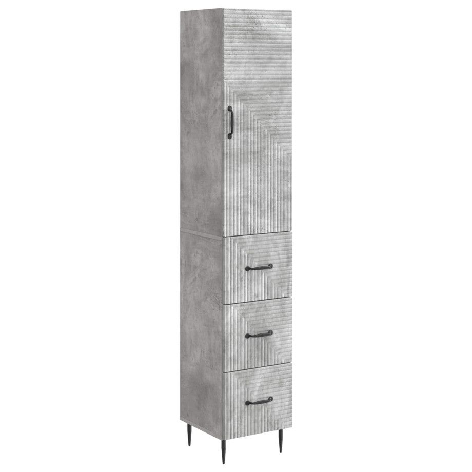 vidaXL Kastenset 2 pcs Betongrijs 33 x 34,5 x 90 cm Bewerkt hout afbeelding 1