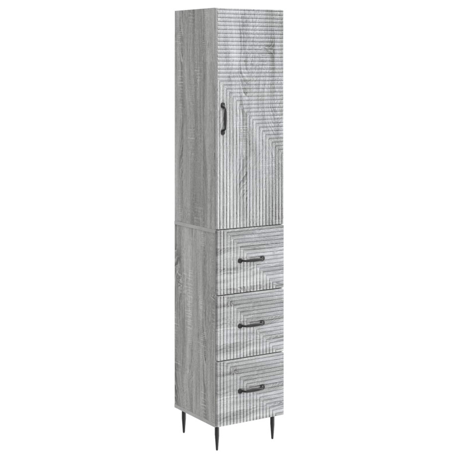 vidaXL Kastenset 2 pcs Grijs Sonoma 33 x 34,5 x 90 cm Bewerkt hout afbeelding 1