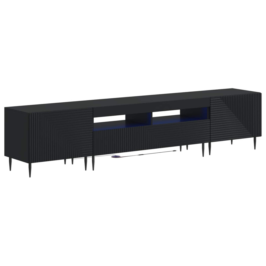 vidaXL 3-delige LED TV-kast Zwart Bewerkt hout afbeelding 1