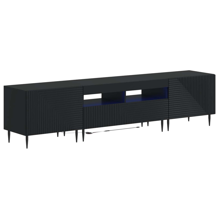 vidaXL 3-delige LED TV-kast Zwart Bewerkt hout afbeelding 1