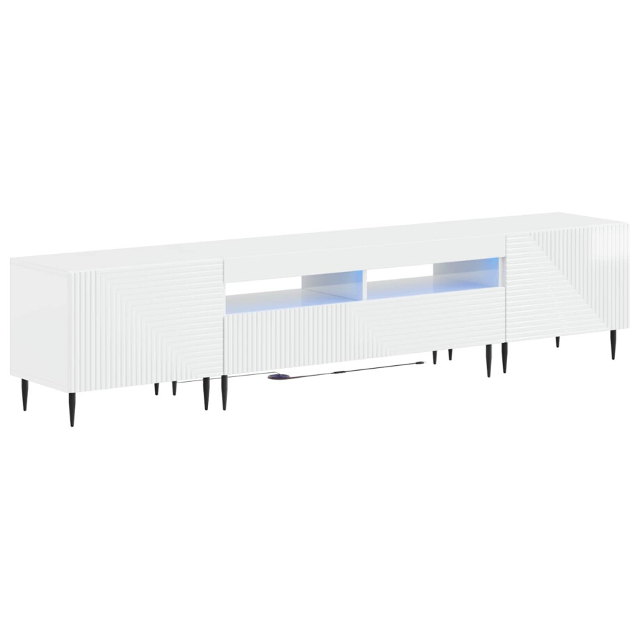 vidaXL 3-delige LED TV-kast Hoogglans Wit Bewerkt hout vidaXL 3-delige LED TV-kast Hoogglans Wit Bewerkt hout afbeelding 1