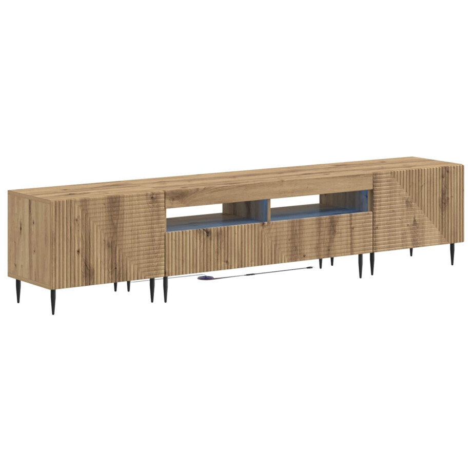 vidaXL 3-delige LED TV-kast Artisanaal eiken Bewerkt hout afbeelding 1
