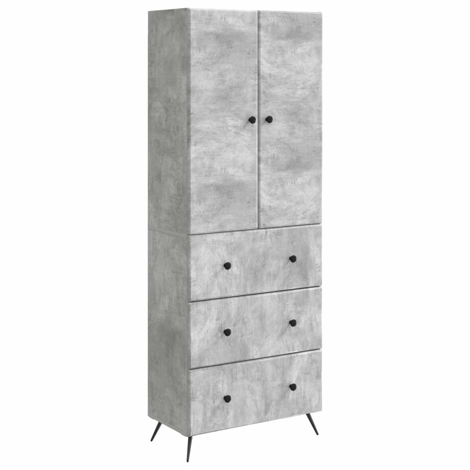 vidaXL Kastenset 2 pcs Betongrijs 66 x 34,5 x 90 cm Bewerkt hout afbeelding 1