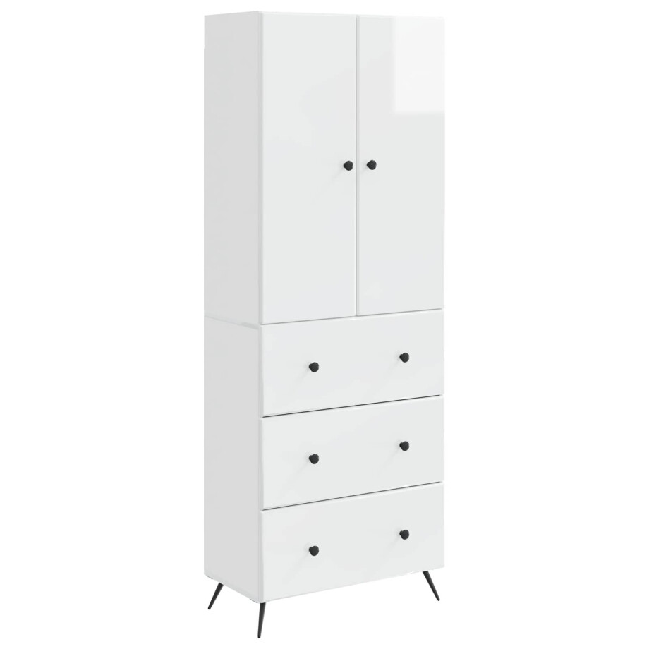 vidaXL Kastenset 2 pcs Hoogglans Wit 66 x 34,5 x 90 cm Bewerkt hout afbeelding 1