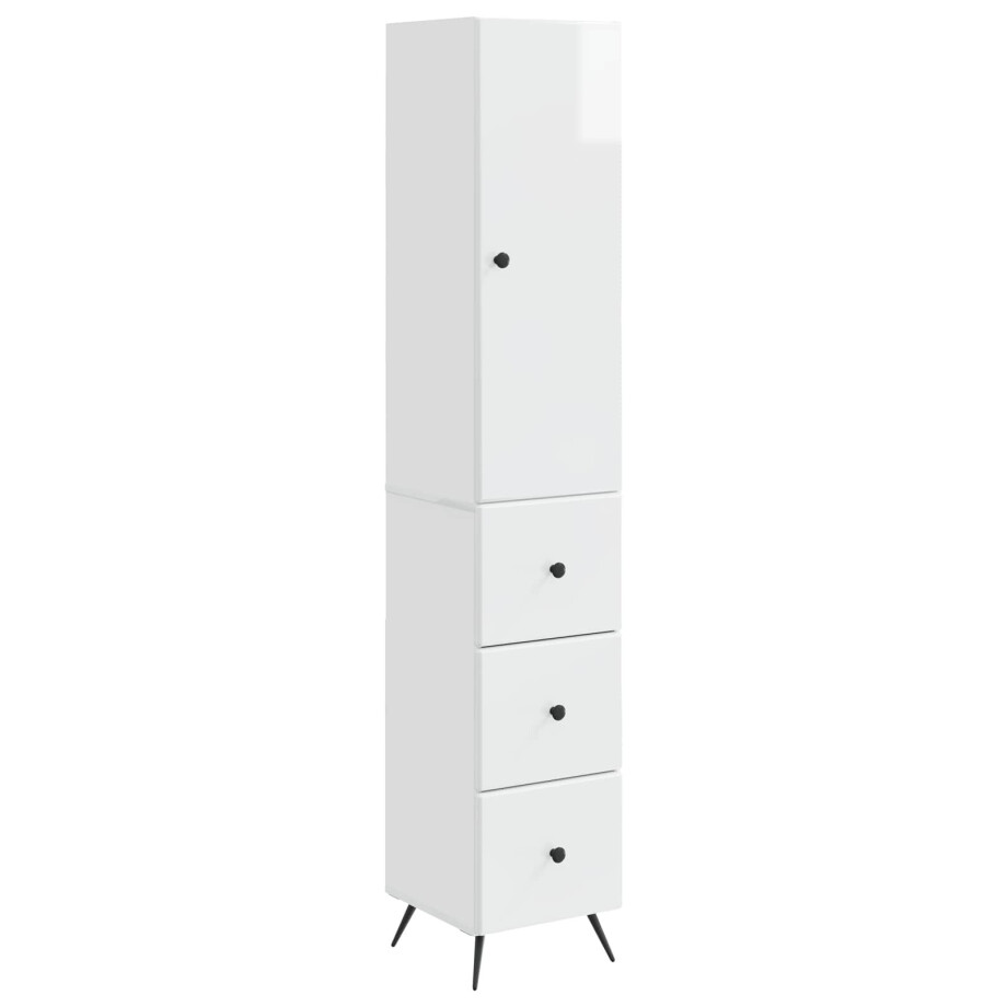 vidaXL Kastenset 2 pcs Hoogglans Wit 34,5 x 34,5 x 90 cm Bewerkt hout afbeelding 1