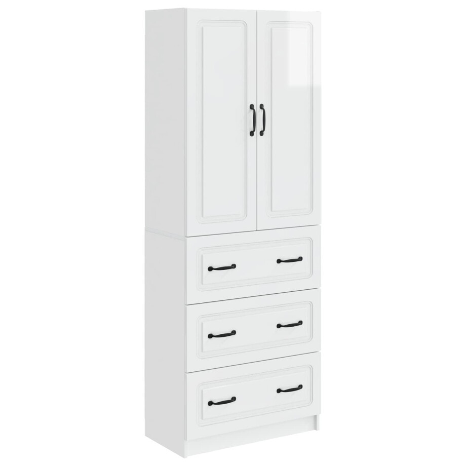 vidaXL Kastenset 2 pcs Hoogglans Wit 66 x 34,5 x 87 cm Bewerkt hout afbeelding 1