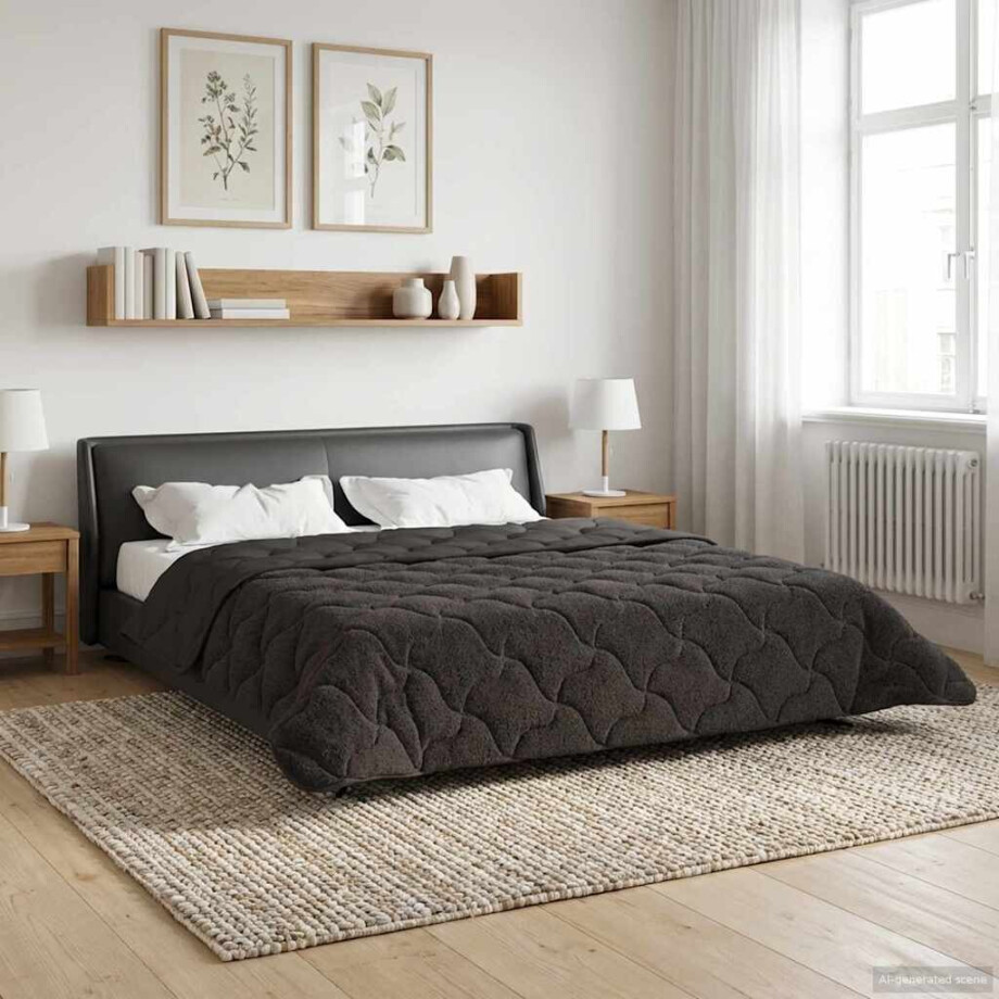 vidaXL Zomer Dekbed Antraciet 200 x 200 cm Microfiber en Teddy fleece afbeelding 1