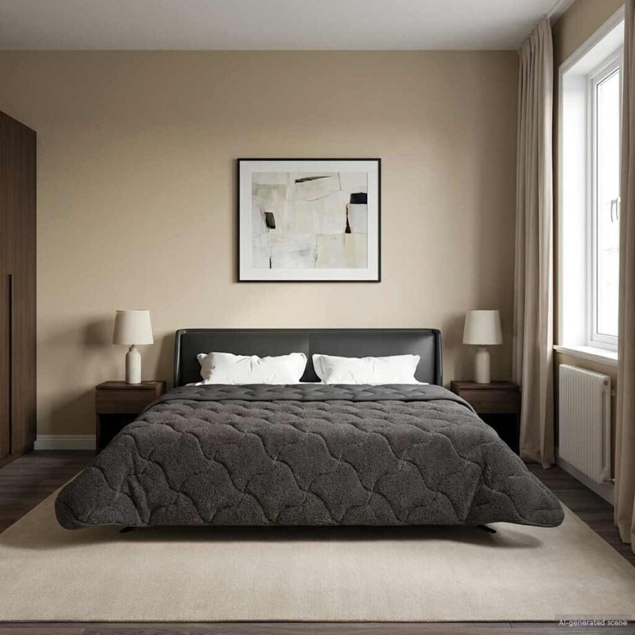vidaXL Zomer Dekbed Antraciet 200 x 240 cm Microfiber en Teddy fleece vidaXL Zomer Dekbed Antraciet 200 x 240 cm Microfiber en Teddy fleece afbeelding 1