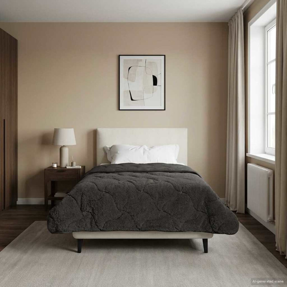 vidaXL Zomer Dekbed Antraciet 140 x 220 cm Microfiber en Teddy fleece afbeelding 1