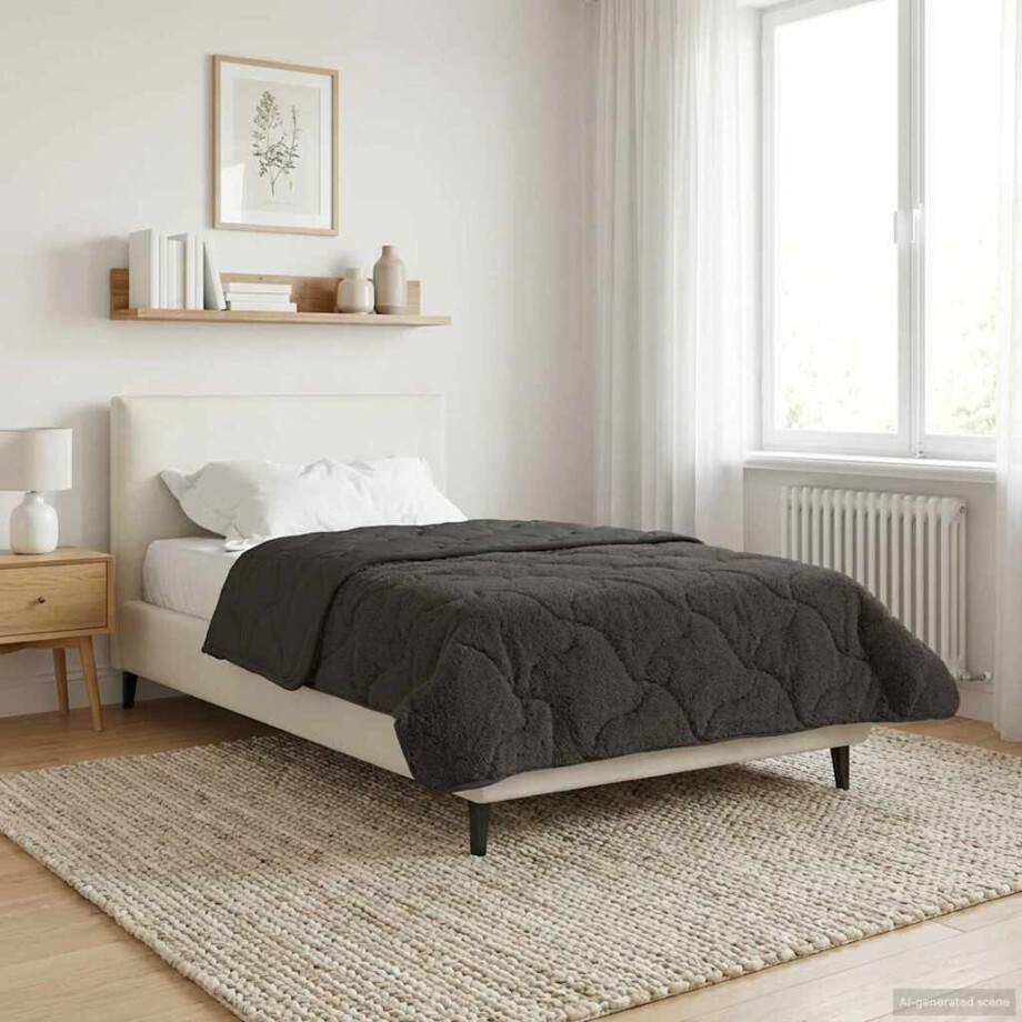 vidaXL Zomer Dekbed Antraciet 155 x 220 cm Microfiber en Teddy fleece afbeelding 1
