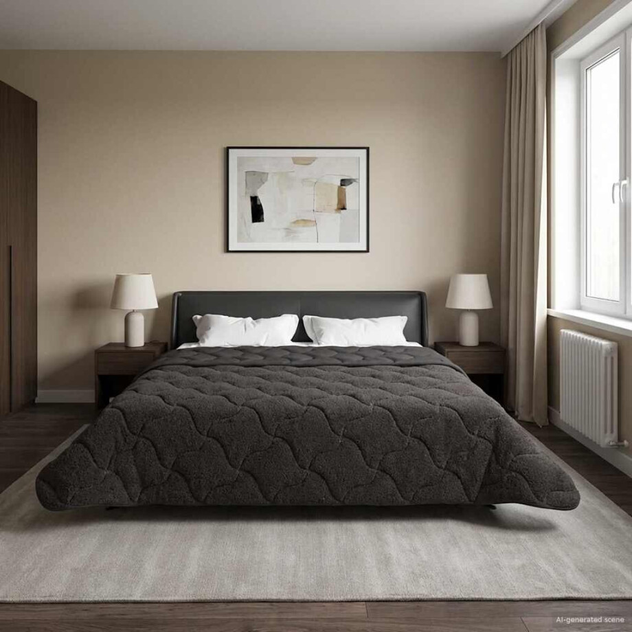 vidaXL Zomer Dekbed Antraciet 200 x 220 cm Microfiber en Teddy fleece vidaXL Zomer Dekbed Antraciet 200 x 220 cm Microfiber en Teddy fleece afbeelding 1