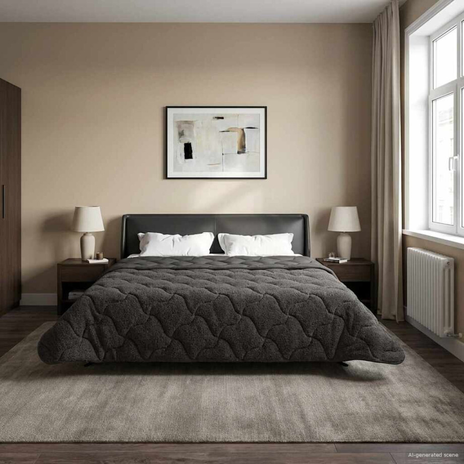 vidaXL Zomer Dekbed Antraciet 220 x 240 cm Microfiber en Teddy fleece vidaXL Zomer Dekbed Antraciet 220 x 240 cm Microfiber en Teddy fleece afbeelding 1