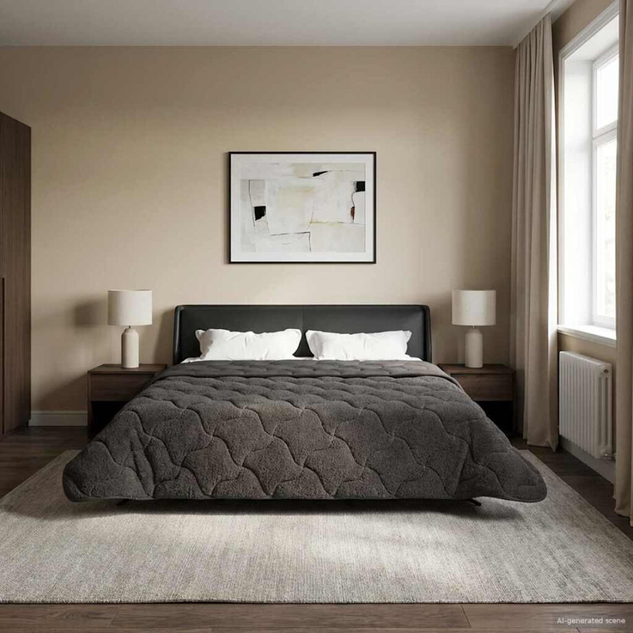 vidaXL Zomer Dekbed Antraciet 220 x 260 cm Microfiber en Teddy fleece vidaXL Zomer Dekbed Antraciet 220 x 260 cm Microfiber en Teddy fleece afbeelding 1