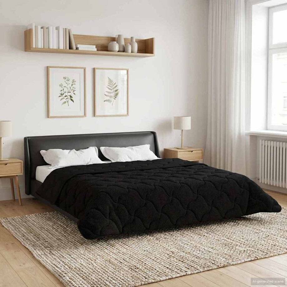 vidaXL Zomer Dekbed Zwart 200 x 240 cm Microfiber en Teddy fleece vidaXL Zomer Dekbed Zwart 200 x 240 cm Microfiber en Teddy fleece afbeelding 1