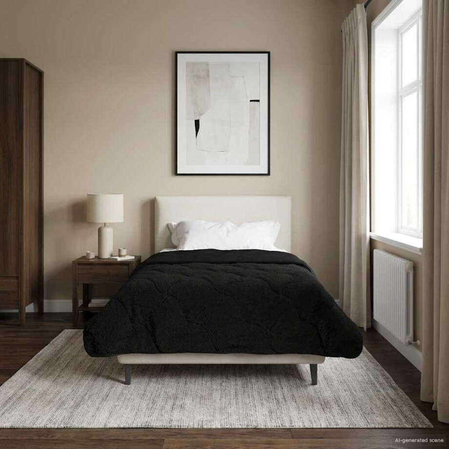 vidaXL Zomer Dekbed Zwart 140 x 220 cm Microfiber en Teddy fleece vidaXL Zomer Dekbed Zwart 140 x 220 cm Microfiber en Teddy fleece afbeelding 1