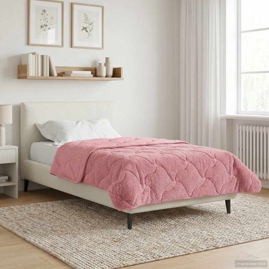 vidaXL Zomer Dekbed Roze 155 x 200 cm Microfiber en Teddy fleece vidaXL Zomer Dekbed Roze 155 x 200 cm Microfiber en Teddy fleece afbeelding 1