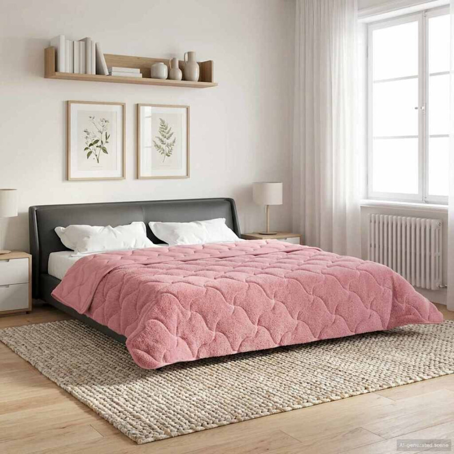vidaXL Zomer Dekbed Roze 200 x 240 cm Microfiber en Teddy fleece afbeelding 1
