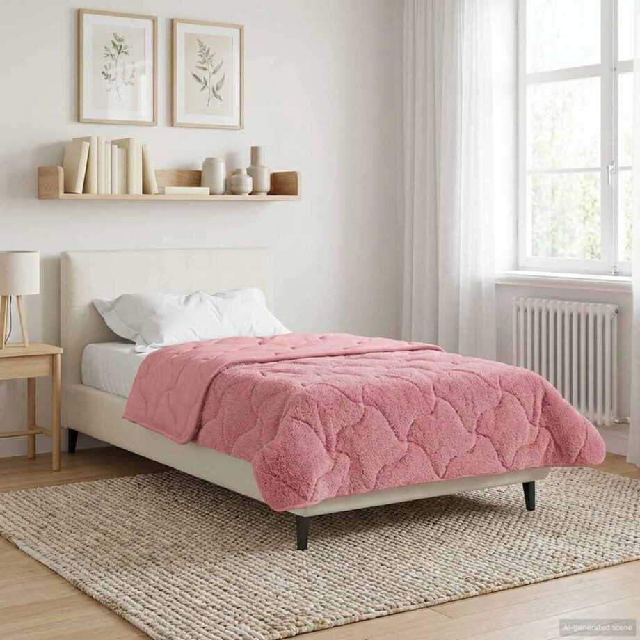 vidaXL Zomer Dekbed Roze 135 x 200 cm Microfiber en Teddy fleece afbeelding 1