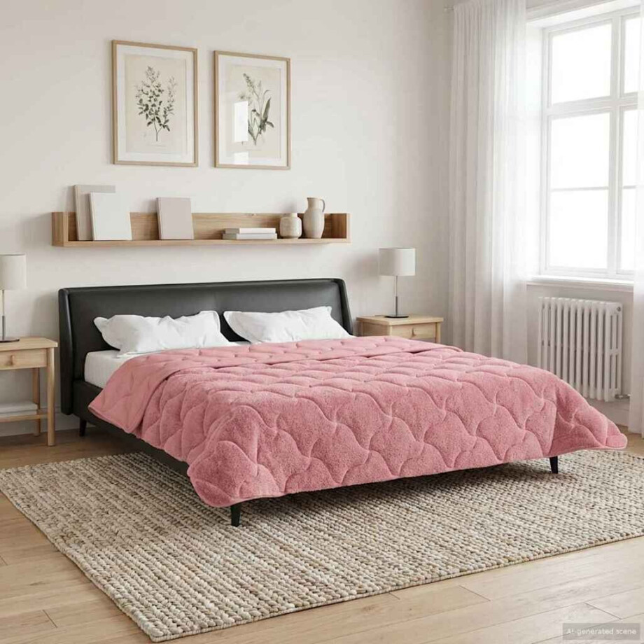 vidaXL Zomer Dekbed Roze 200 x 220 cm Microfiber en Teddy fleece afbeelding 1