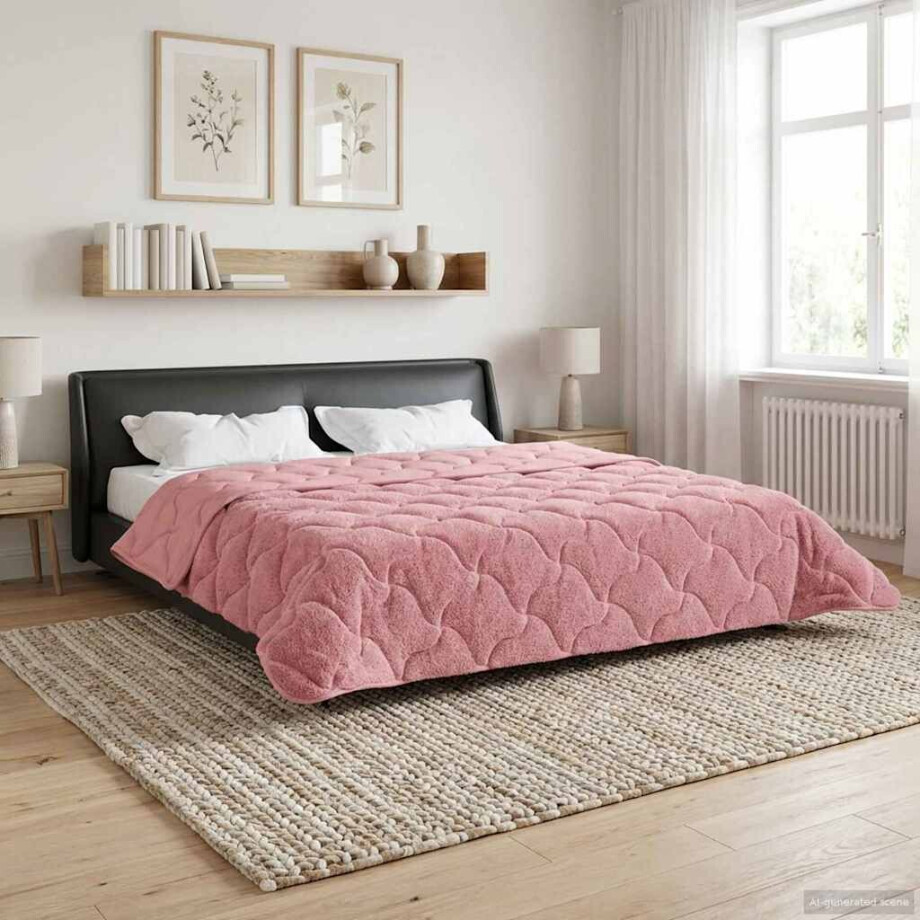 vidaXL Zomer Dekbed Roze 220 x 260 cm Microfiber en Teddy fleece afbeelding 1