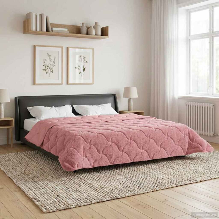 vidaXL Zomer Dekbed Roze 240 x 260 cm Microfiber en Teddy fleece afbeelding 1