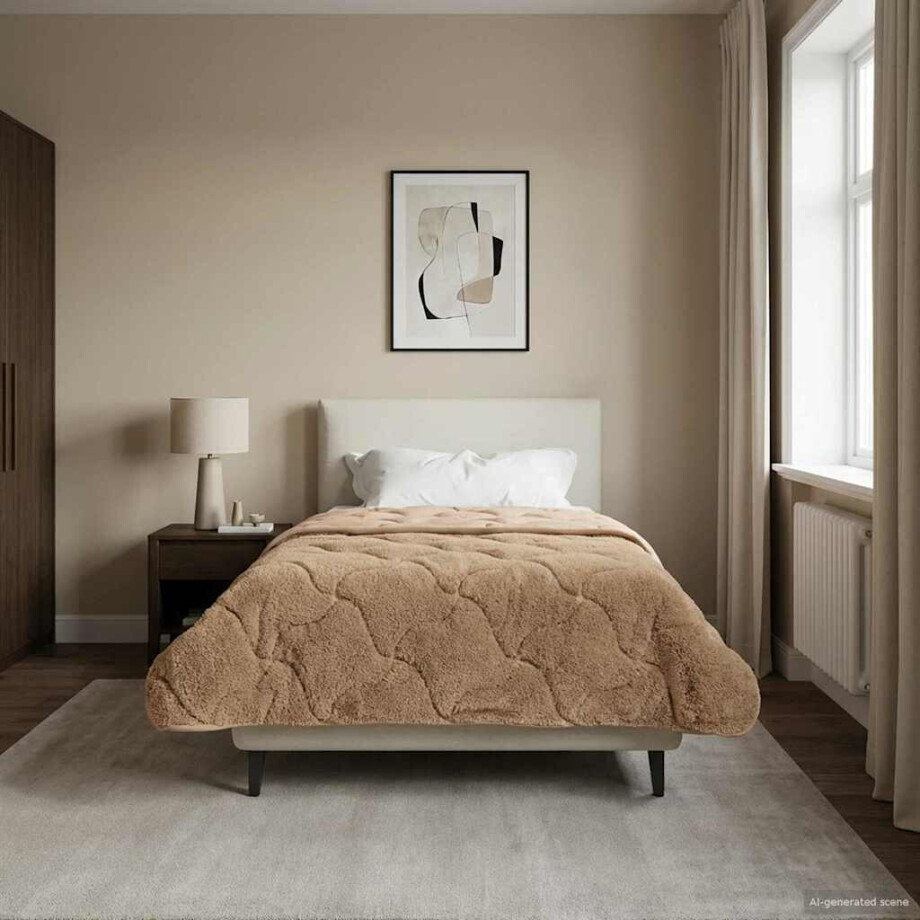 vidaXL Zomer Dekbed Taupe 140 x 220 cm Microfiber en Teddy fleece afbeelding 1