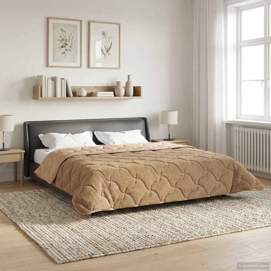 vidaXL Zomer Dekbed Taupe 200 x 240 cm Microfiber en Teddy fleece vidaXL Zomer Dekbed Taupe 200 x 240 cm Microfiber en Teddy fleece afbeelding 1