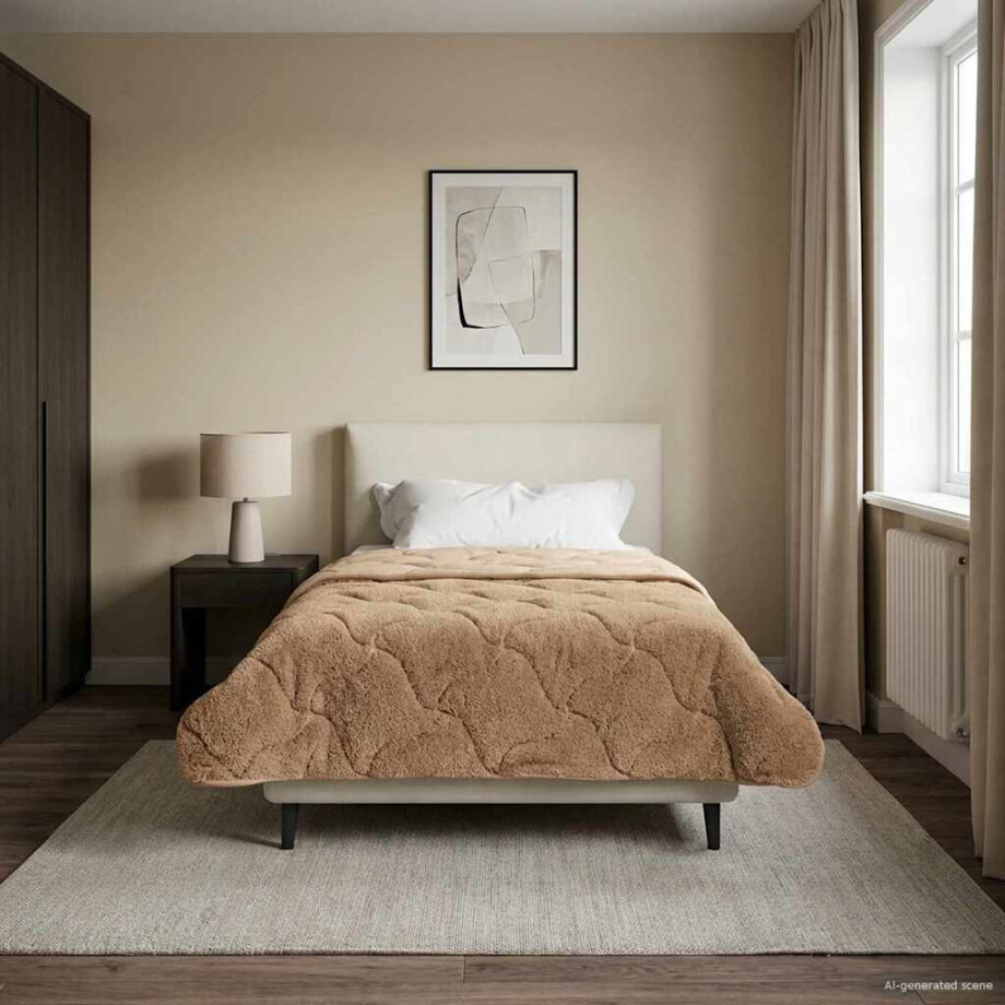 vidaXL Zomer Dekbed Taupe 140 x 220 cm Microfiber en Teddy fleece vidaXL Zomer Dekbed Taupe 140 x 220 cm Microfiber en Teddy fleece afbeelding 1