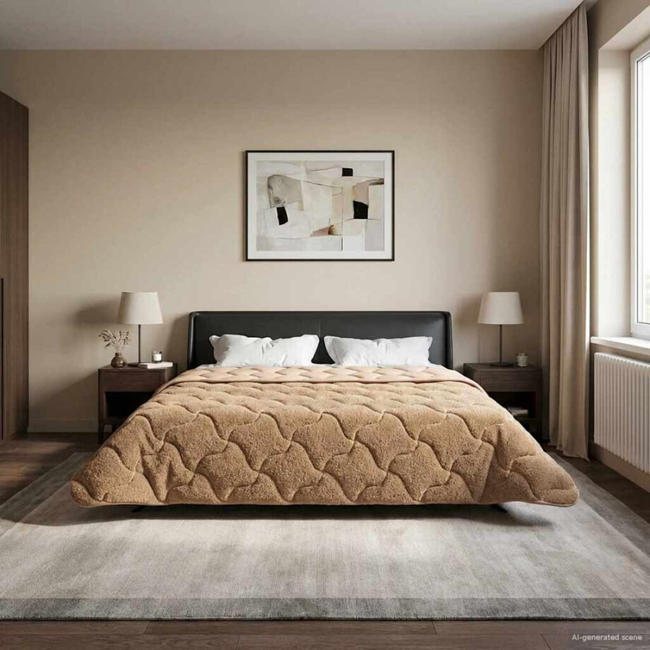 vidaXL Zomer Dekbed Taupe 200 x 220 cm Microfiber en Teddy fleece afbeelding 1