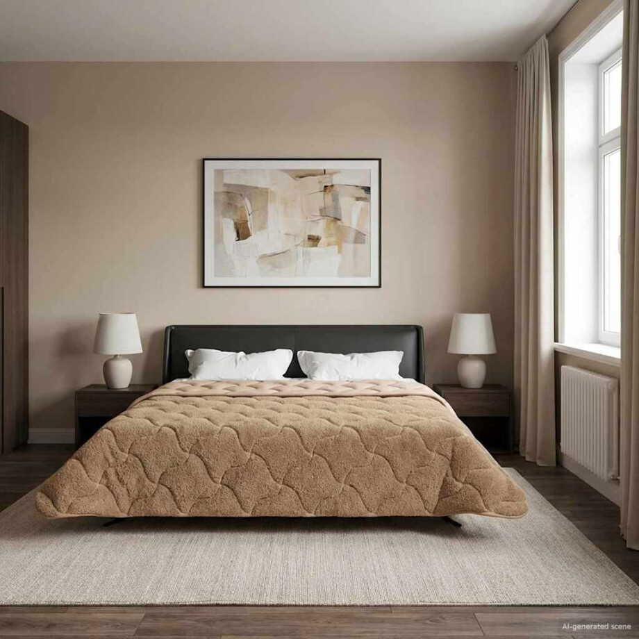 vidaXL Zomer Dekbed Taupe 220 x 240 cm Microfiber en Teddy fleece vidaXL Zomer Dekbed Taupe 220 x 240 cm Microfiber en Teddy fleece afbeelding 1