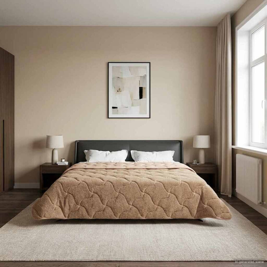 vidaXL Zomer Dekbed Taupe 220 x 260 cm Microfiber en Teddy fleece afbeelding 1